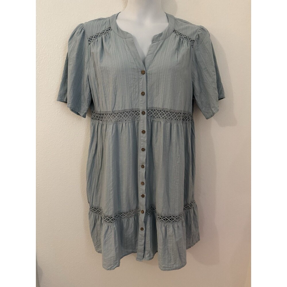 Knox Rose Light Blue Button-Front Midi Dress